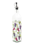500ml printed glass cruet with grape vine design and silicone pour spout