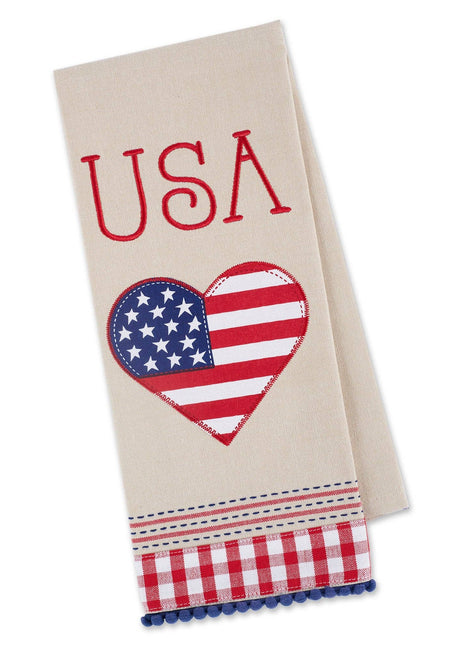 USA Americana Love Embellished Dishtowel