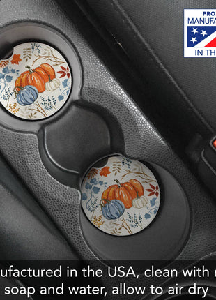 "Autumn Pumpkins" Absorbent Stone Car Coaster 1pk