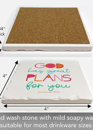 God Has Plans Single Absorbent Tumbled Tile Coaster