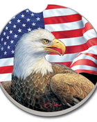 Eagle and Flag absorbent stone car coaster