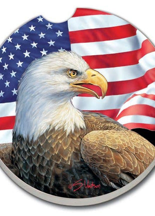 Eagle and Flag absorbent stone car coaster