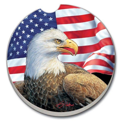 Eagle and Flag absorbent stone car coaster
