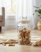 Textured Glass Dog Treat Jar with Figural Lid, Dimpled Bone