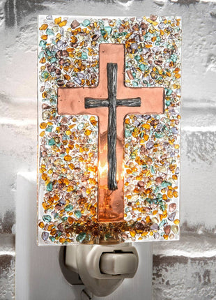Stained Glass Cross Night Light | Handcrafted J Devlin