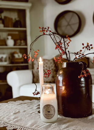 Milk Bottle Candle Cozy Cottage (Orange & Cinnamon)