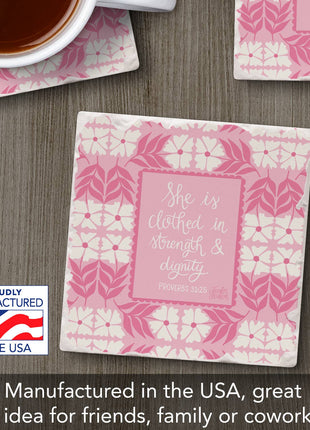 Strength & Dignity Single Absorbent Tumbled Tile Coaster