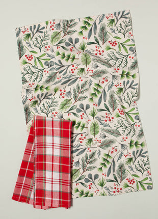 Bough & Berry Christmas Coordinated Dishtowels Set of 2