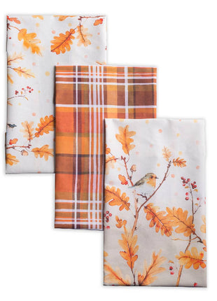 Kitchen Towels 100% Cotton - Fall - Set of 3 - Oak Leaves