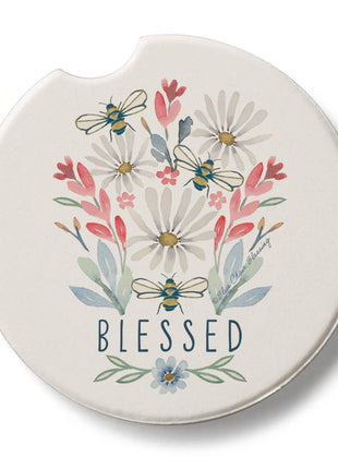 "Blessed Bouquet" Absorbent Stone Car Coaster 1pk