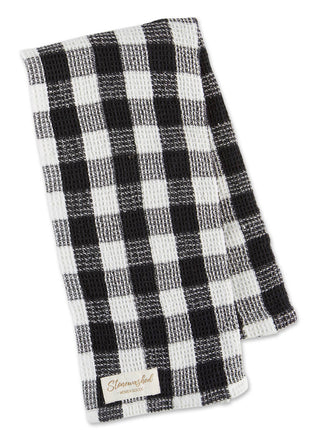 Black Checker Washed Waffle Dishtowel