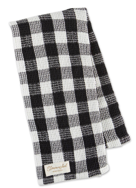 Black Checker Washed Waffle Dishtowel