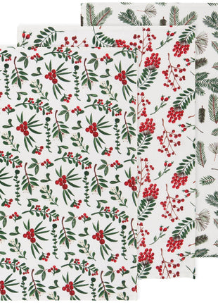 Winterberry Bakers Floursack Christmas Dishtowels Set of 3