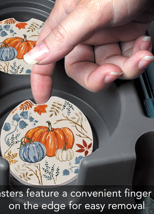 "Autumn Pumpkins" Absorbent Stone Car Coaster 1pk