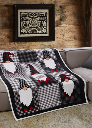"Gnome Sweet Gnome" Flannel Sherpa Throw Blanket 50"x60"