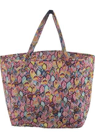 Boho Feather Quilted Tote Bag