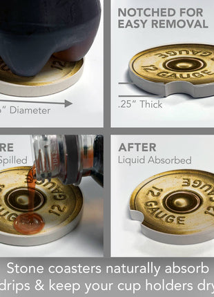 Shotgun Shell Absorbent Stone Car Coaster
