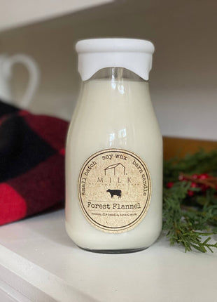 Milk Bottle Candle Forest Flannel (Cotton, Fir Needle)
