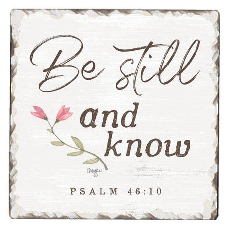 Be Still and Know stone tile coaster