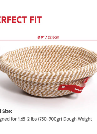 KneadAce Round Cotton Rope Proofing Basket, Solid 9 Inch