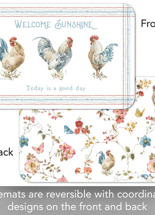 "Countryside Roosters" Reversible Plastic Placemat