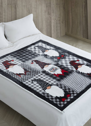 "Gnome Sweet Gnome" Flannel Sherpa Throw Blanket 50"x60"
