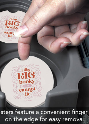 I Like Big Books Absorbent Stone Car Coaster, Single Pack