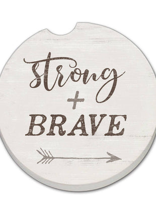 "Strong & Brave" Stone Car Coaster