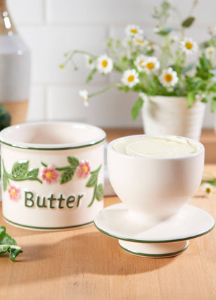 The Original Butter Bell® Crock - Hand Painted Raised Floral