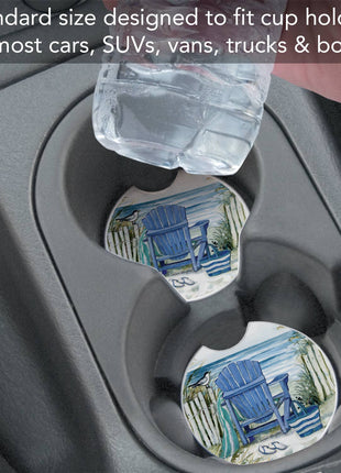 Coastal stone car coaster for vehicle cup holder