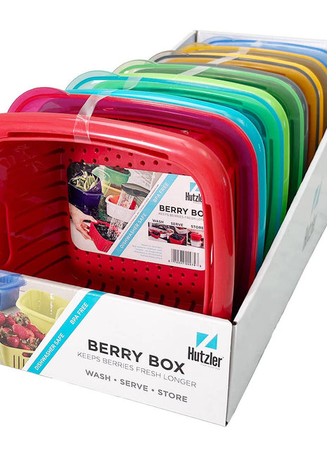 Berry Box produce keeper with colander insert for washing and storing berries