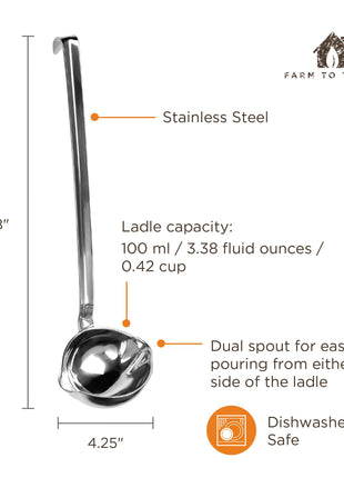 Farm To Table Stainless Steel Canning Ladle, 13.8"