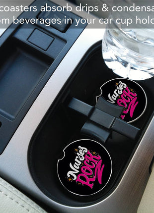 Nurses Rock Stone Car Coaster, Single Pack