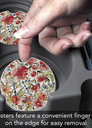 Americana Mood - Floral Absorbent Stone Car Coaster 1 Pk