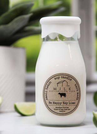 Milk Bottle Candle Be Happy Key Lime