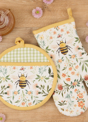 Honey Bee Meadow Printed Oven Mitt
