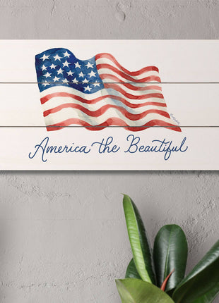 America the Beautiful Pallet Wood Sign, 12 x 6