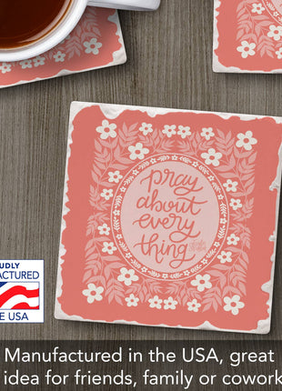 Pray Single Absorbent Tumbled Tile Coaster