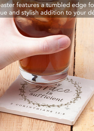 Sufficient Single Absorbent Stone Tumbled Tile Coaster
