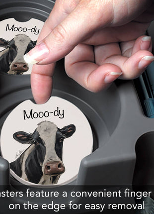 Mooo-dy Stone Car Coaster, Single Pack