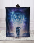 Lion & Cub Faux Fur Plush Throw Blanket