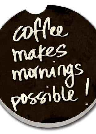 Coffee Makes Mornings absorbent stone car coaster