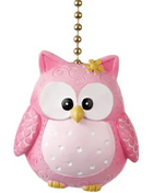 Ceiling Fan Pull - Pink Owl