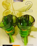 Two silicone and plastic pouring spouts for oil and vinegar bottles