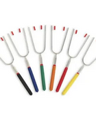 HIC Kitchen Extendable Roasting Forks with Wide Prongs, Extends to 35.25-Inches, Set of 6 with Storage Bag