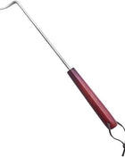 15-inch stainless steel BBQ meat turner hook with wooden handle