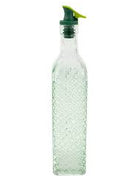 Diamond Embossed Glass Square Oil and Vinegar Cruet with Pourer, 16 oz, Translucent