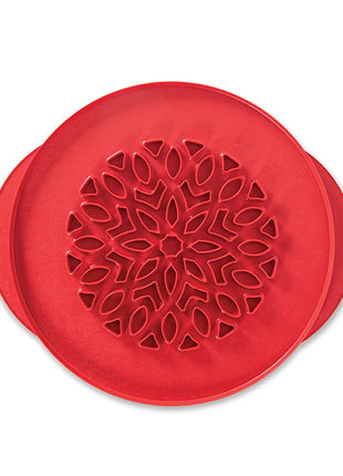 12-inch lattice and hearts reversible pie top cutter in red