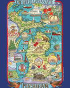 Adventure Destinations Michigan Map Tea Towel