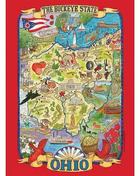 Adventure Destinations Ohio Map Tea Kitchen Towel